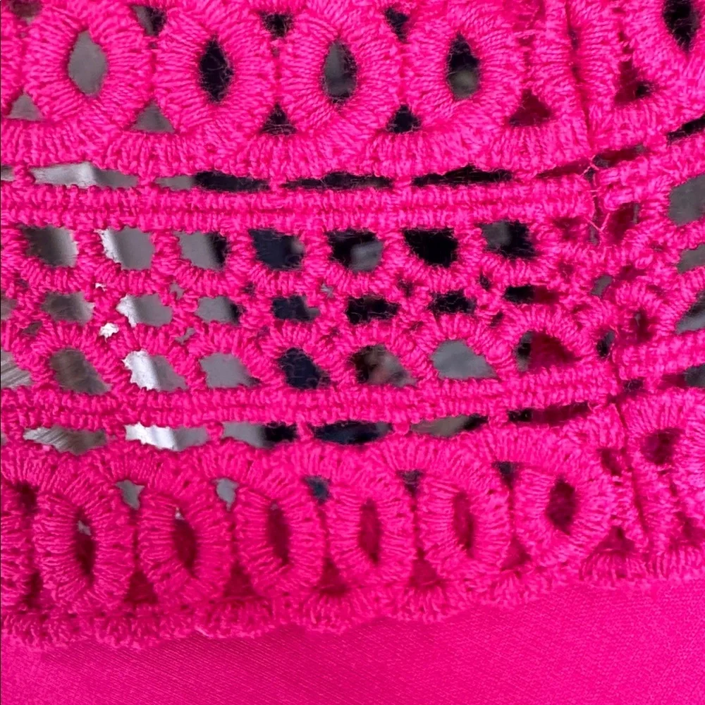 Pink Tiered Maxi Dress Cotton Boho Sundress Sleeveless Crochet Neck 10 - Picture 4 of 8